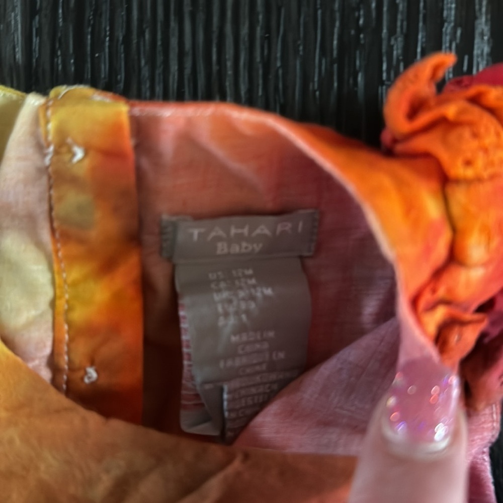 🍍TAHARI BABY TYED DYED DRESS🍍sz 12M🍍O-1 - Picture 2 of 3